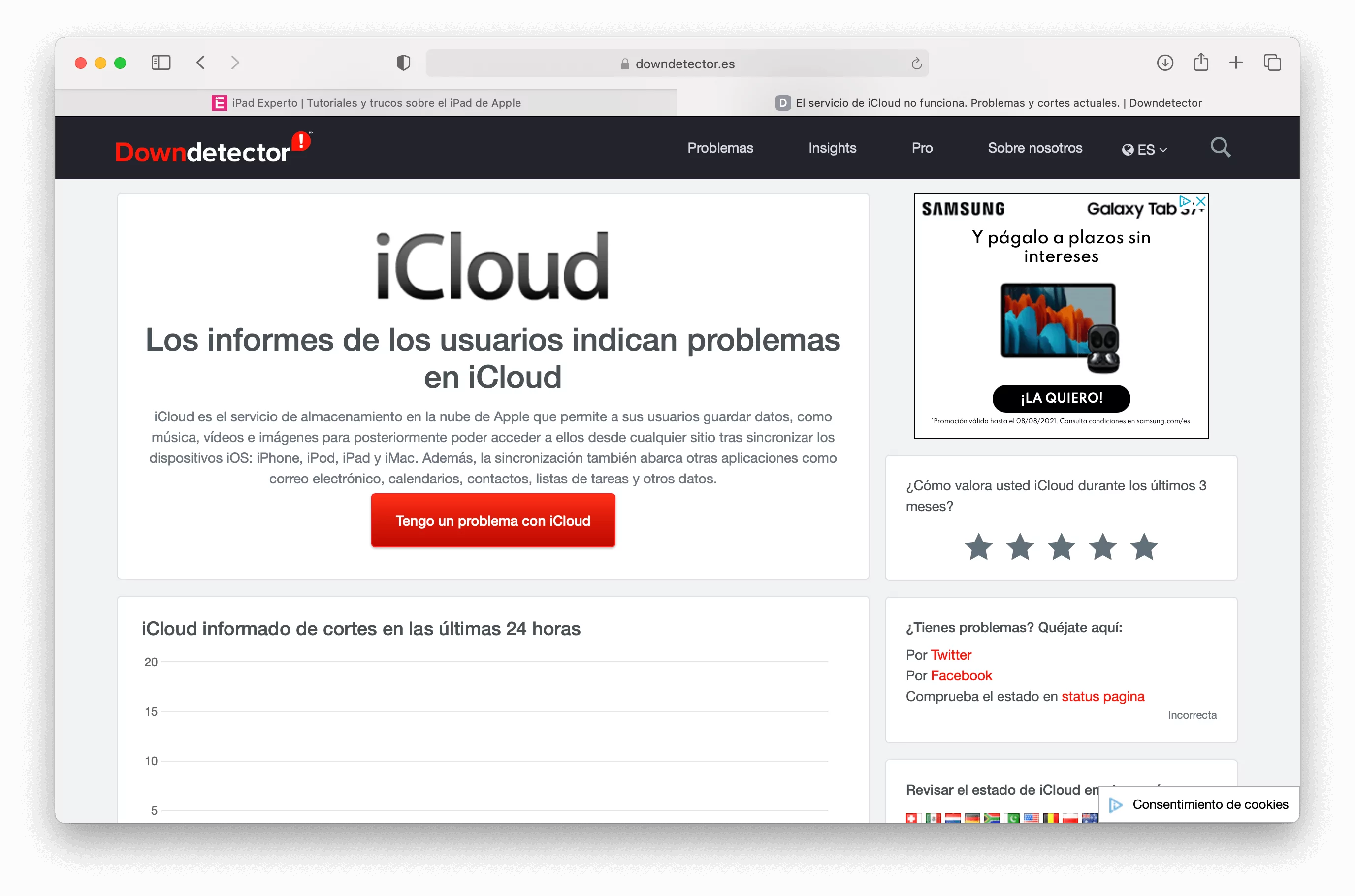 iCloud en Downdetector