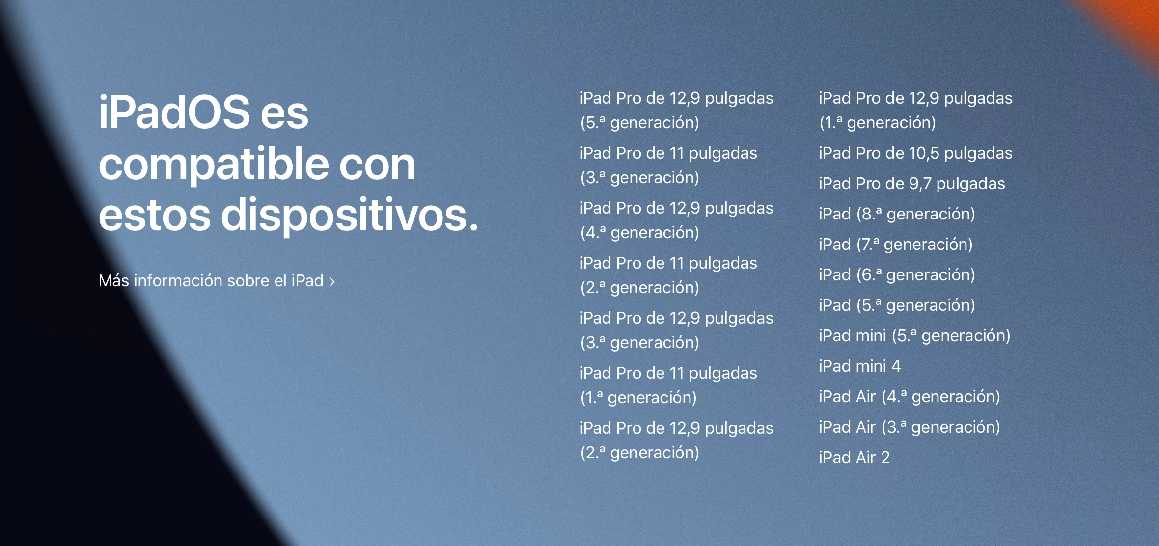 Lista de dispositivos compatibles con iPadOS 15