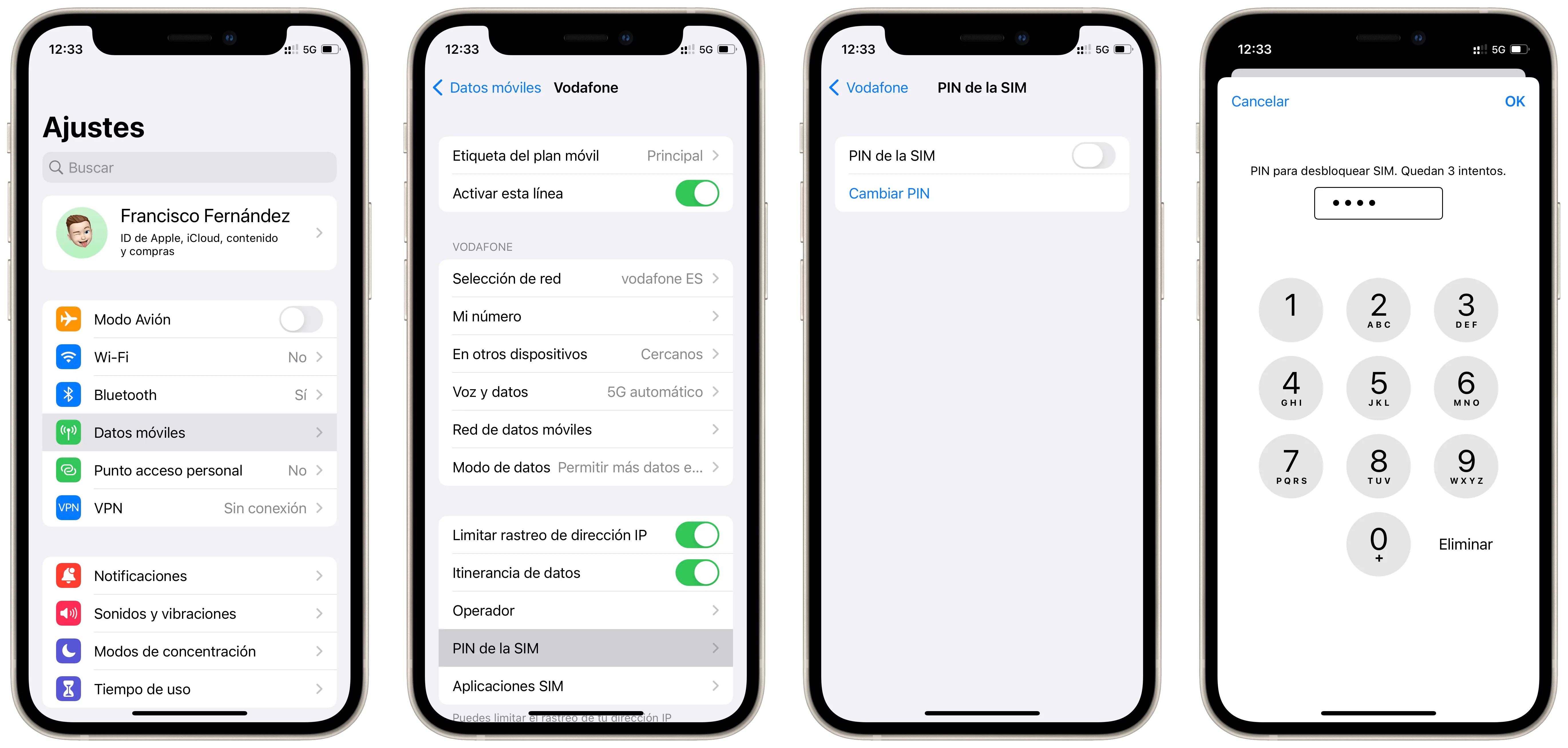 Desactivar el código PIN de la tarjeta SIM en el iPhone