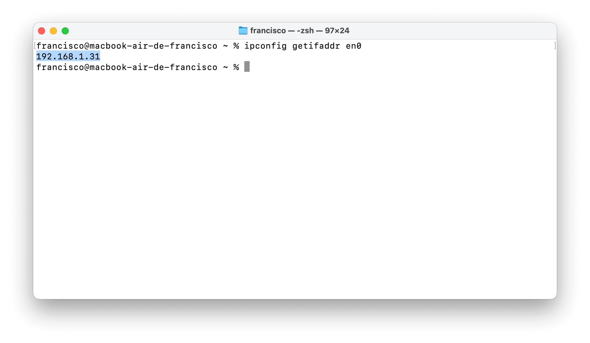 Dirección IP desde la Terminal en Mac
