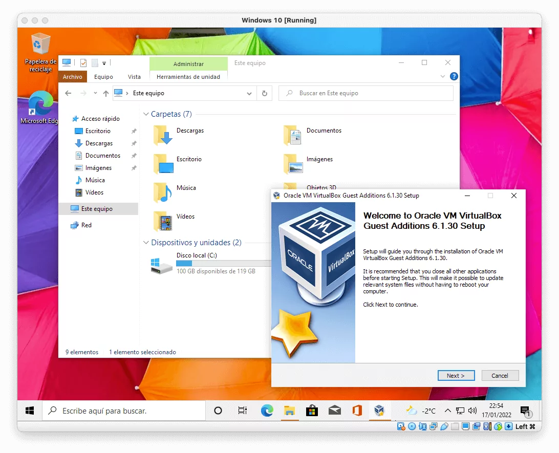 Instalar VirtualBox Guest Additions en Windows